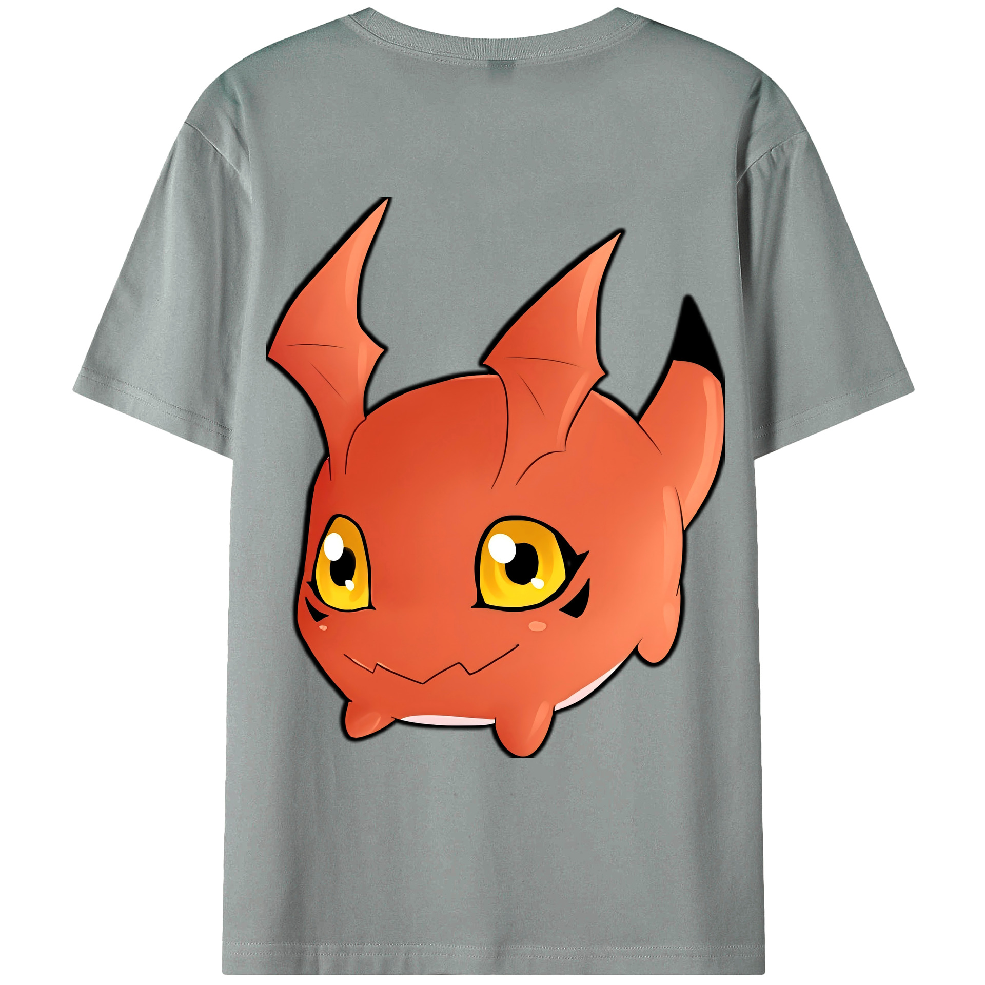 （画像用） Digimon デジタルモンスター/デジモン 綿100％ メンズ半袖Tシャツ（バックプリント） 通気性